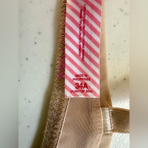 PINK Victoria’s Secret Vintage Super Push Up Bra In Nude Size 34A - Picture 10 of 11